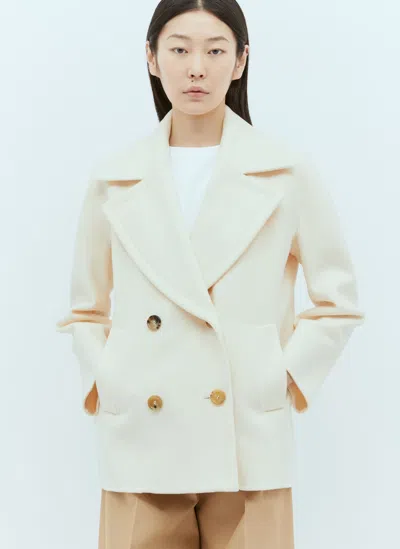 Max Mara Wool And Cashmere Pea Coat In Cream