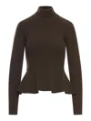 Max Mara Ribbed Wool Cashmere Turtleneck Sweater In Animal Print