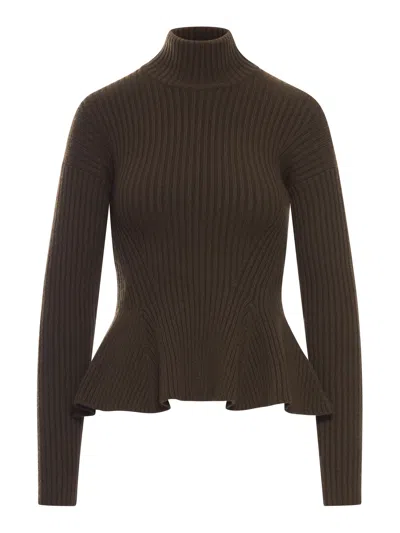 MAX MARA WOOL AND CASHMERE PEPLUS TURTLENECK
