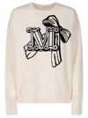 Max Mara Wool And Cashmere Pullover With Velvet Effect Embroidery Clothing In Neutral