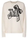 Max Mara Wool And Cashmere Pullover With Velvet Effect Embroidery Clothing In White