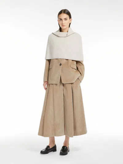 Max Mara Wool And Cashmere Ribbed Cape In Neutral