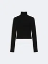 Max Mara Wool And Cashmere Ribbed Turtleneck In Black