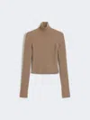 Max Mara Wool And Cashmere Ribbed Turtleneck In Brown