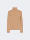 Max Mara Wool And Cashmere Ribbed Turtleneck In Nude
