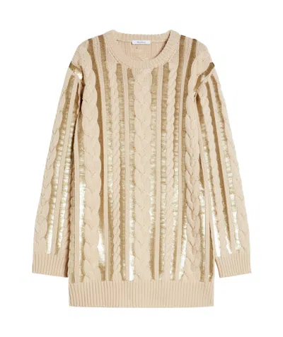 Max Mara Wool And Cashmere Short Dress In Nude