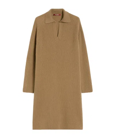 Max Mara Wool And Cashmere Soft Dress In Brown