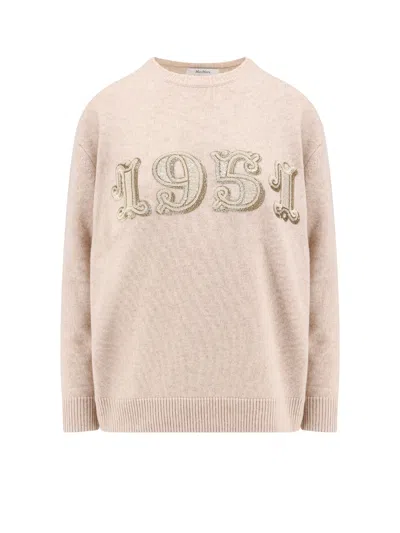 Max Mara Wool And Cashmere Sweater With 1951 Motif In Beige