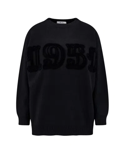 Max Mara Wool And Cashmere Sweater With 1951 Motif In Black