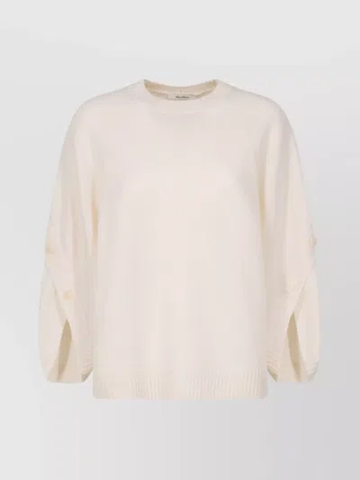 Max Mara Crossover Detail Oversized Wool And Cashmere Sweater Clothing In White