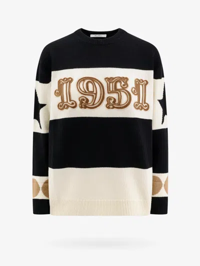 MAX MARA WOOL AND CASHMERE SWEATER WITH FLOCKED 1951 MOTIF