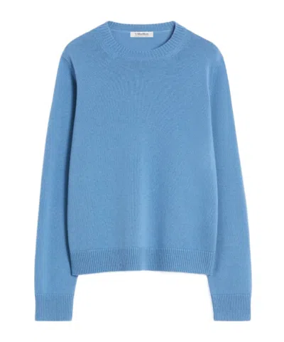Max Mara Wool And Cashmere Sweater With Patch Detail - Avio In Blue