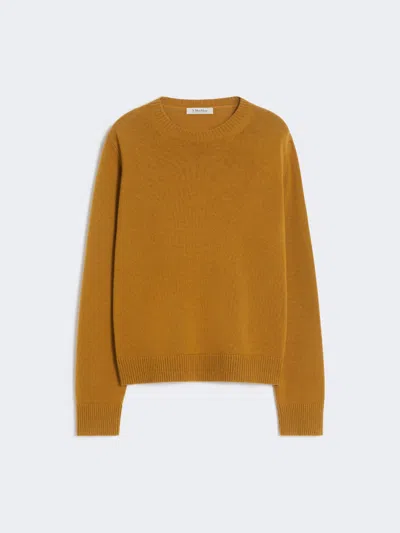 Max Mara Wool And Cashmere Sweater With Patch Detail In Gold