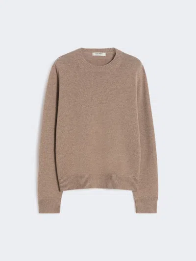 Max Mara Wool And Cashmere Sweater With Patch Detail In Neutral