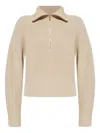 Max Mara Wool And Cashmere Sweater With Zip In Neutral