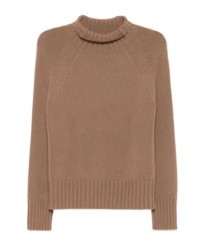 Max Mara Wool And Cashmere Turtleneck In Brown