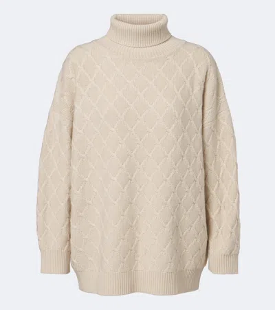 Max Mara Wool And Cashmere Turtleneck Sweater In Beige