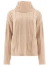 Max Mara Vitalba Wool-blend Turtleneck Sweater In Beige