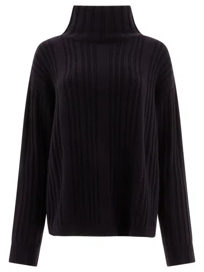 Max Mara Wool And Cashmere Turtleneck Sweater Knitwear In Blue