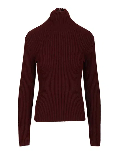 Max Mara Wool And Cashmere Turtleneck Sweater Knitwear Bordeaux