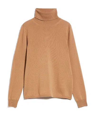Max Mara Wool And Cashmere Turtleneck Sweater In Nude