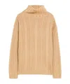 Max Mara Vitalba Wool-blend Turtleneck Sweater In Nude