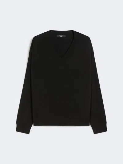 Max Mara Wool And Cashmere V-neck Jumper In Black