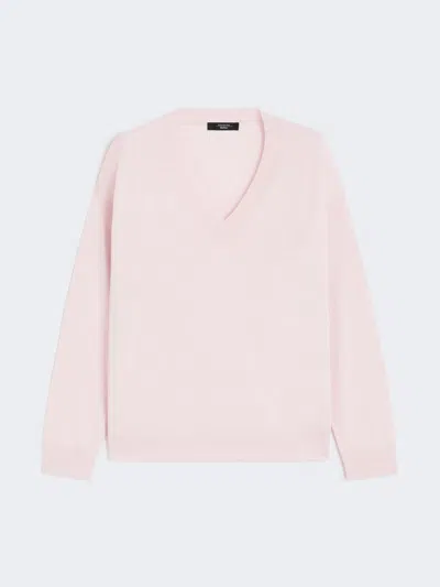 Max Mara Wool And Cashmere V-neck Jumper In Pink
