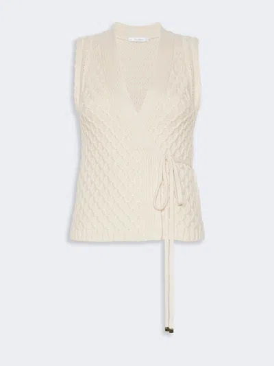 Max Mara Wool And Cashmere Yarn Gilet In Beige