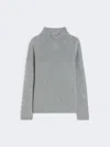 Max Mara Wool And Cashmere Yarn Polo-neck Sweater In Gray