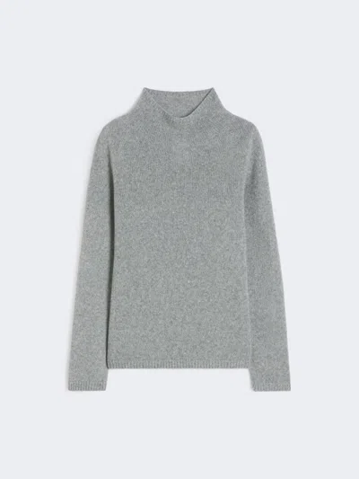 Max Mara Wool And Cashmere Yarn Polo-neck Sweater In Gray