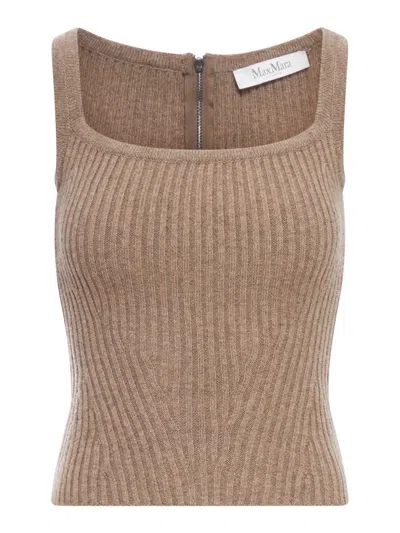 Max Mara Wool And Cashmere Yarn Top In Brown