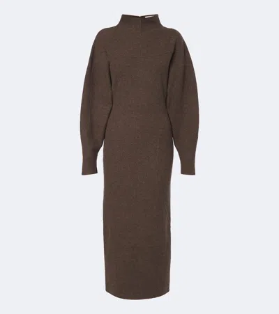 Max Mara Tenuta Maxi Dress In Wool And Cashmere In Brown