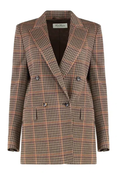 Max Mara Wool And Cotton Blazer Prince Of Wales In Multi