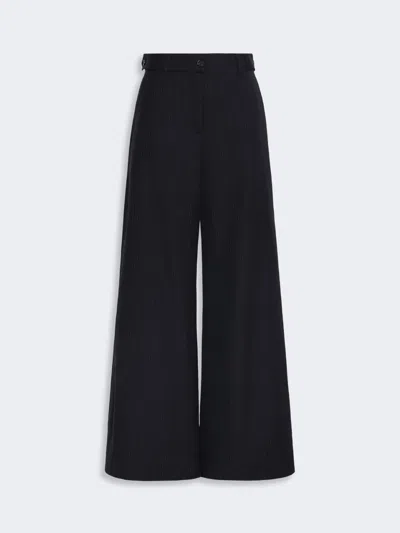 Max Mara Wool And Cotton Gabardine Trousers In Navy