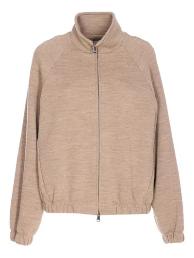 Max Mara Wool And Cotton Jacket In Neutral