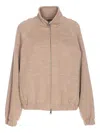 Max Mara Cotton Wool Blend Jacket With High Collar In Pink