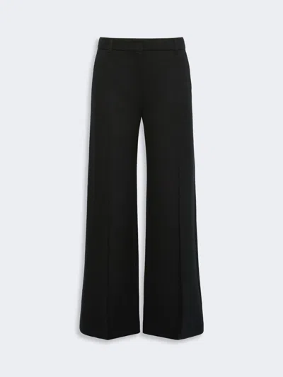 Max Mara Wool And Cotton Micro-piqué Trousers In Black