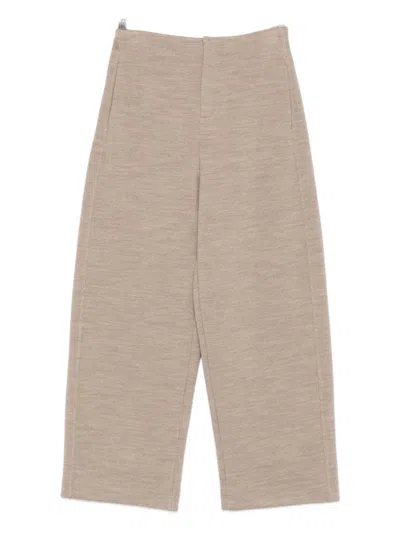 Max Mara Wool And Cotton Trousers In Brown