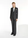 Max Mara Wool And Mohair Flared Trousers In Dark Grey