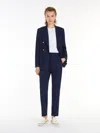Max Mara Wool And Mohair Slim-fit Trousers In Navy
