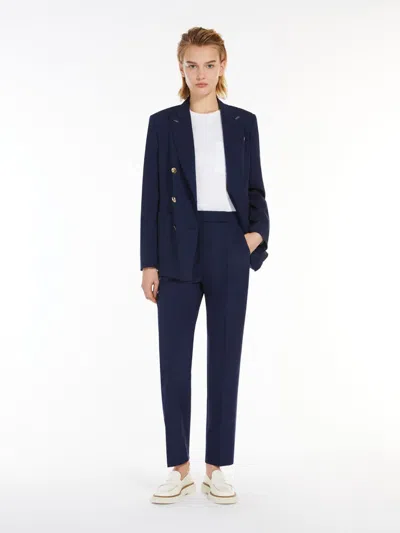 Max Mara Wool And Mohair Slim-fit Trousers In Blue
