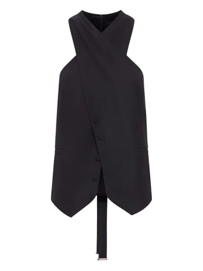 MAX MARA WOOL AND SATIN GABARDINE VEST