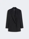 Max Mara Maxmara Appia Double Breasted Blazer In Wool And Sequins In Black