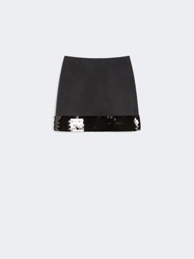 Max Mara Wool And Sequin Miniskirt In Black