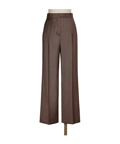 Max Mara Wool And Silk Blend Trousers In Brown