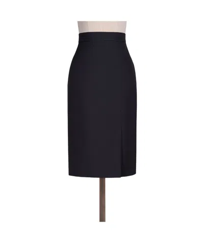 Max Mara Wool And Silk Cady Slim-fitting Skirt In Black