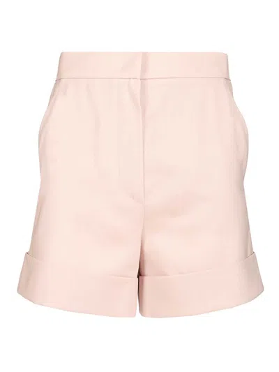 Max Mara Wool And Silk Canvas Shorts Trousers Rose In Pink