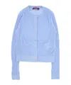 Max Mara Wool And Silk Crew Neck Cardigan In Blue
