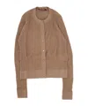 Max Mara Wool And Silk Crew Neck Cardigan In Brown